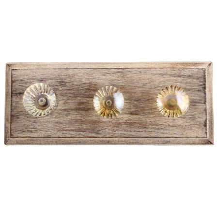 Urenium Yellow Oval Shape Glass Wooden Hook